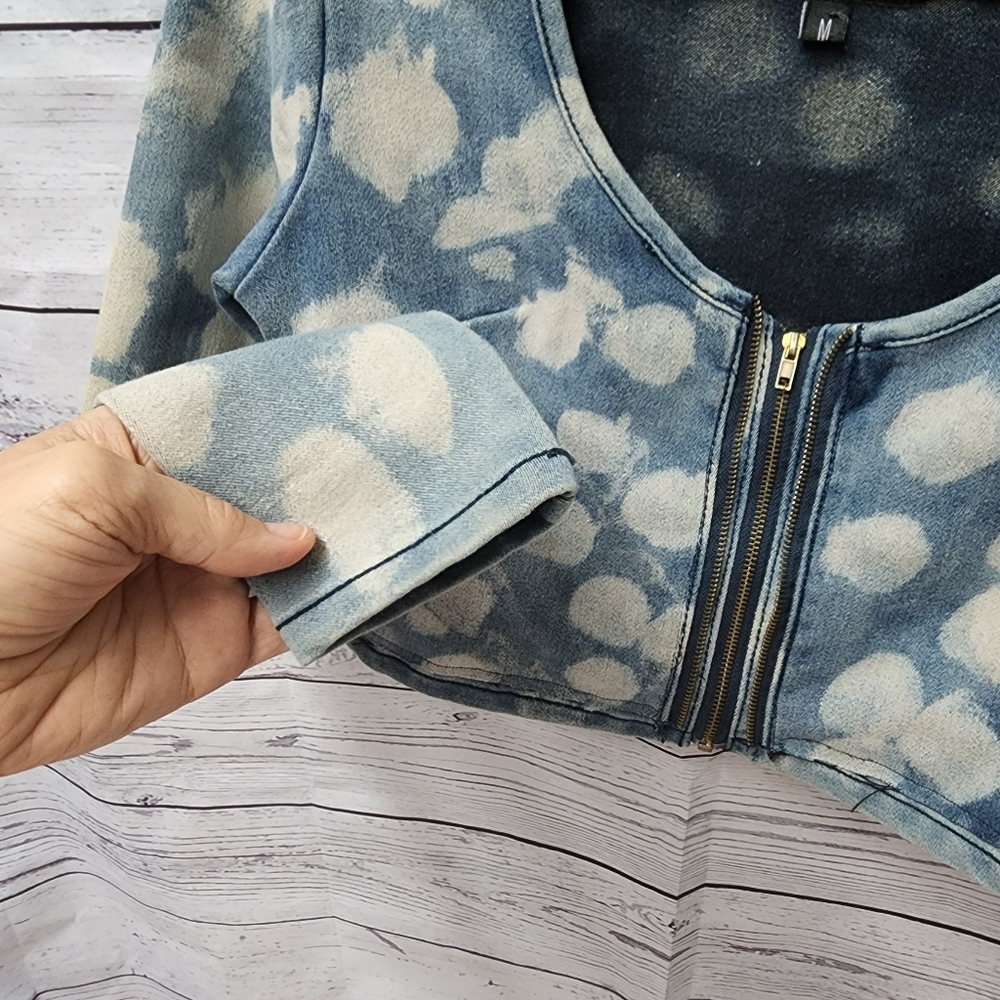 Bazi Women Shirt/Jacket Upcycle Jean Denim Cotton - Picture 6 of 9